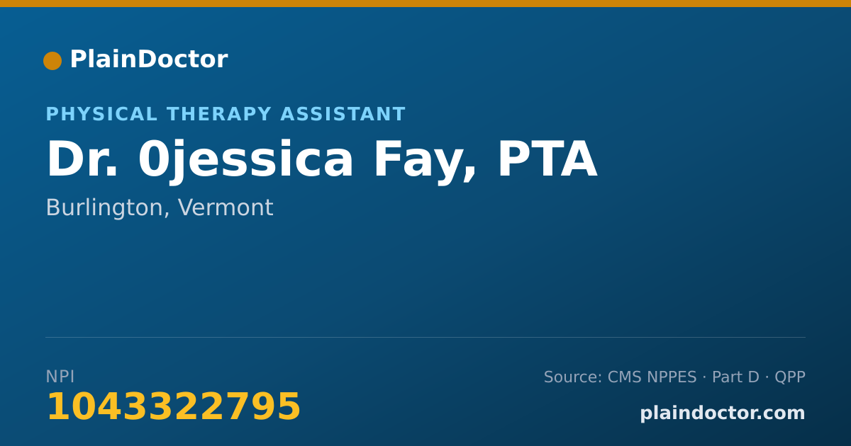Shareable card for 0jessica Fay, PTA - Physical Therapy Assistant, Burlington, VT