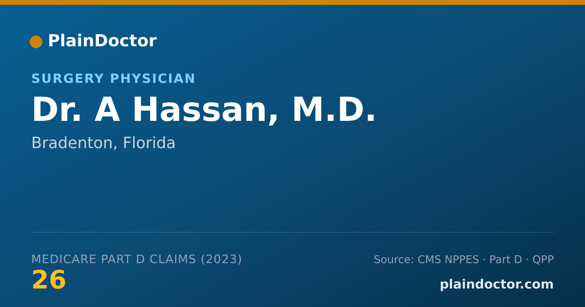 Shareable card for A Hassan, M.D. - Surgery Physician, Bradenton, FL