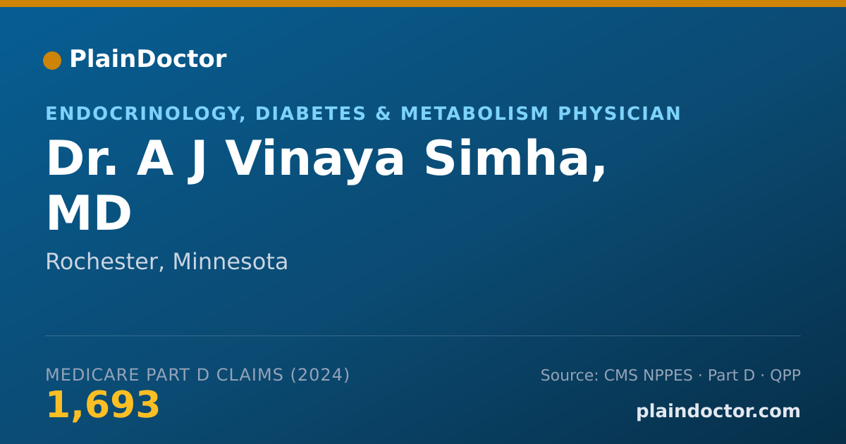 Shareable card for A J Vinaya Simha, MD - Endocrinology, Diabetes & Metabolism Physician, Rochester, MN