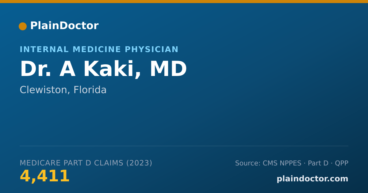 Shareable card for A Kaki, MD - Internal Medicine Physician, Clewiston, FL