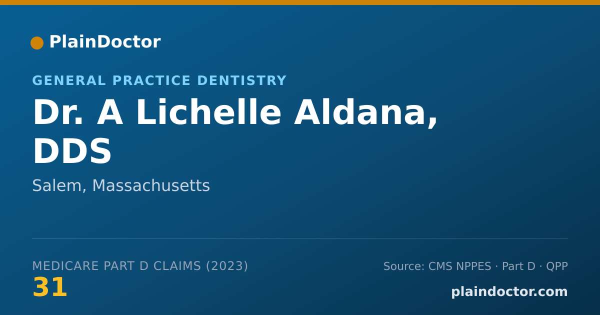 Shareable card for A Lichelle Aldana, DDS - General Practice Dentistry, Salem, MA