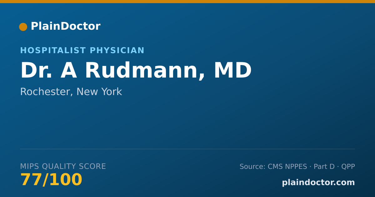 Shareable card for A Rudmann, MD - Hospitalist Physician, Rochester, NY