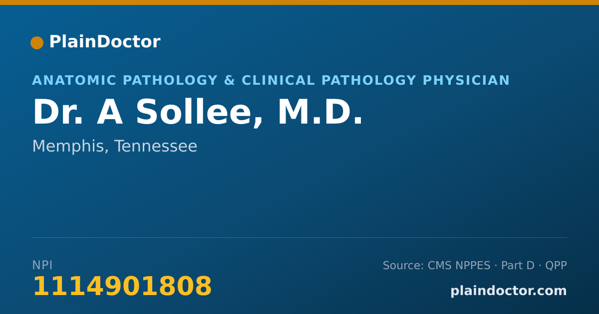 Shareable card for A Sollee, M.D. - Anatomic Pathology & Clinical Pathology Physician, Memphis, TN