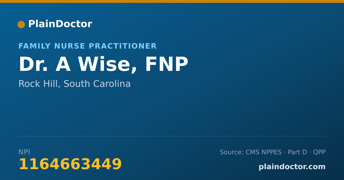 Shareable card for A Wise, FNP - Family Nurse Practitioner, Rock Hill, SC