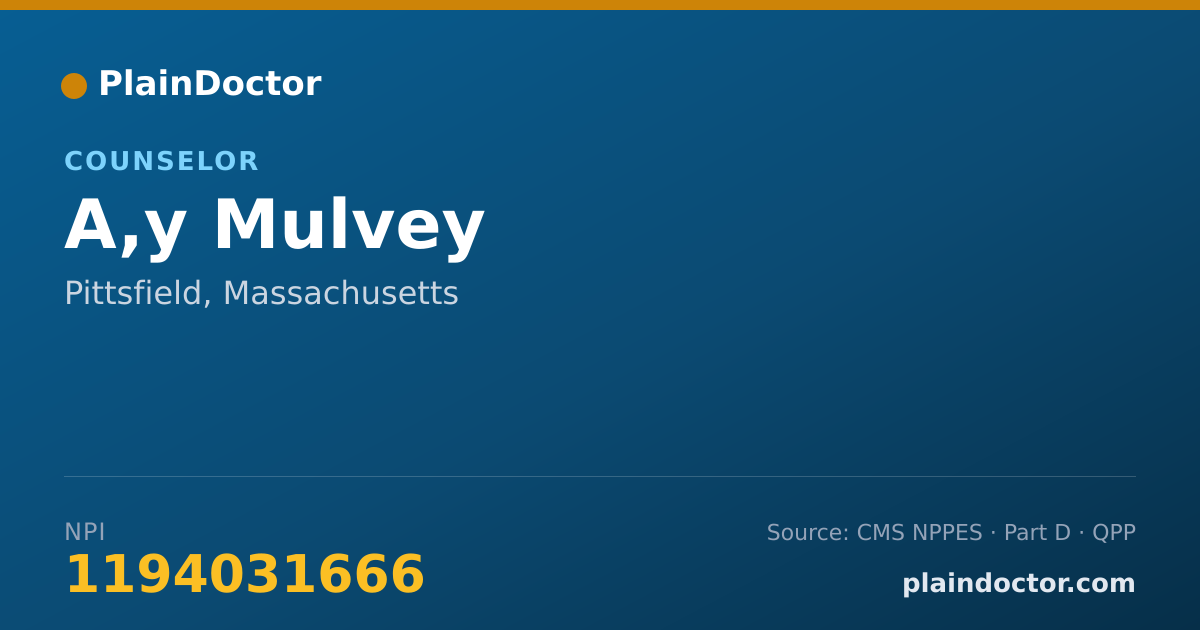 Shareable card for A,y Mulvey - Counselor, Pittsfield, MA