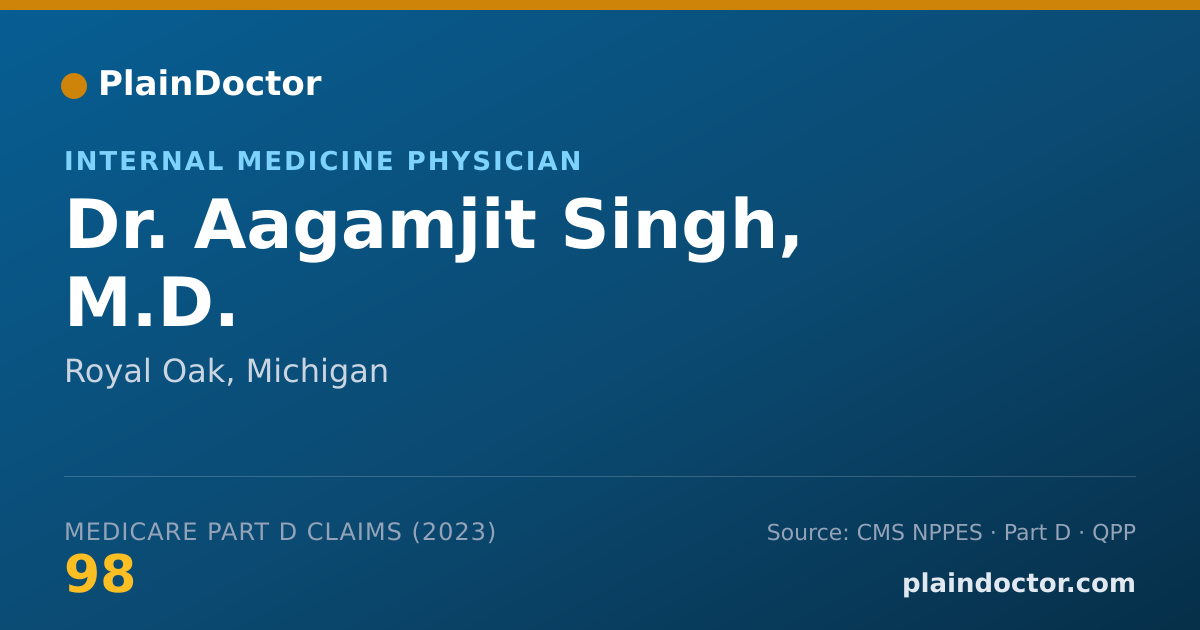 Shareable card for Aagamjit Singh, M.D. - Internal Medicine Physician, Royal Oak, MI