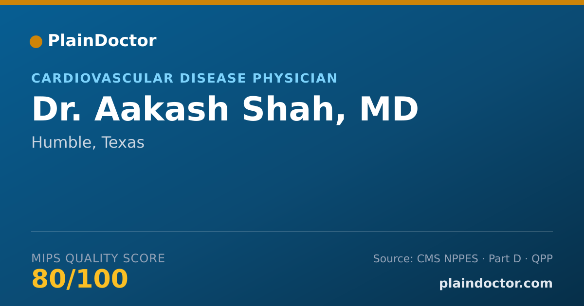 Shareable card for Aakash Shah, MD - Cardiovascular Disease Physician, Humble, TX