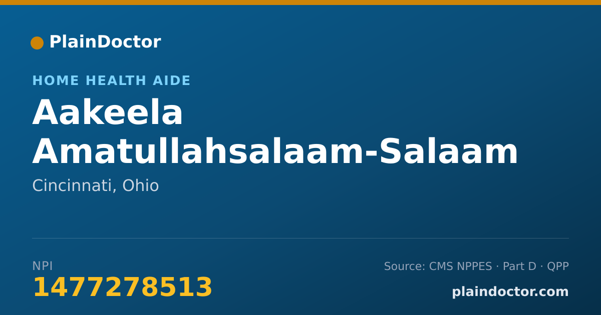 Shareable card for Aakeela Amatullahsalaam-Salaam - Home Health Aide, Cincinnati, OH