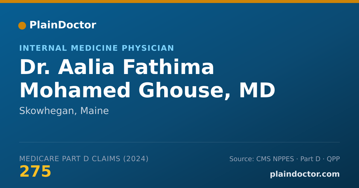 Shareable card for Aalia Fathima Mohamed Ghouse, MD - Internal Medicine Physician, Skowhegan, ME