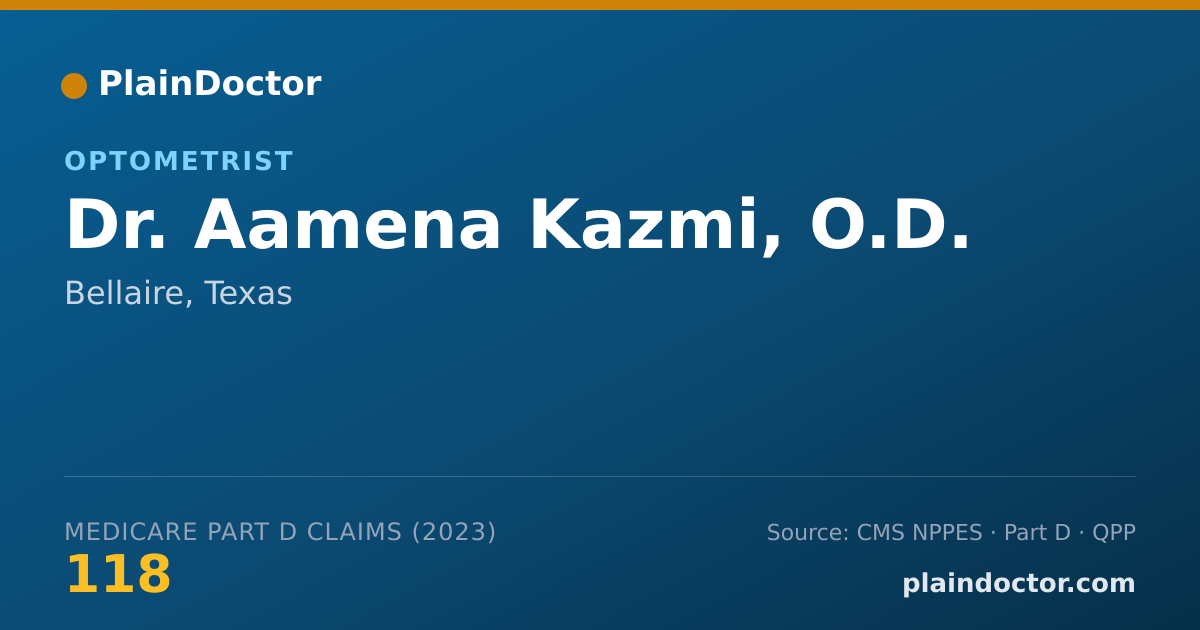 Shareable card for Aamena Kazmi, O.D. - Optometrist, Bellaire, TX