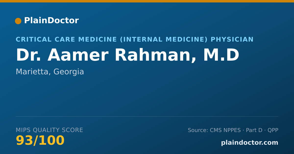 Shareable card for Aamer Rahman, M.D - Critical Care Medicine (Internal Medicine) Physician, Marietta, GA