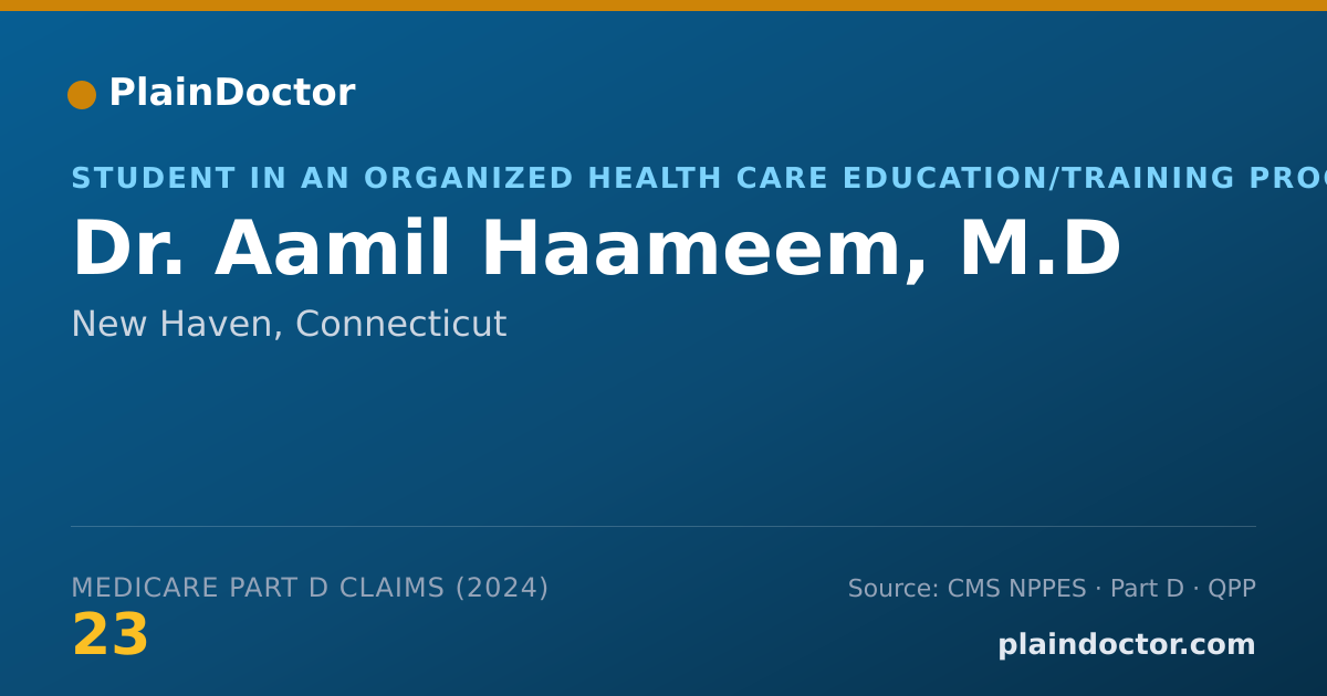 Shareable card for Aamil Haameem, M.D - Student in an Organized Health Care Education/Training Program, New Haven, CT