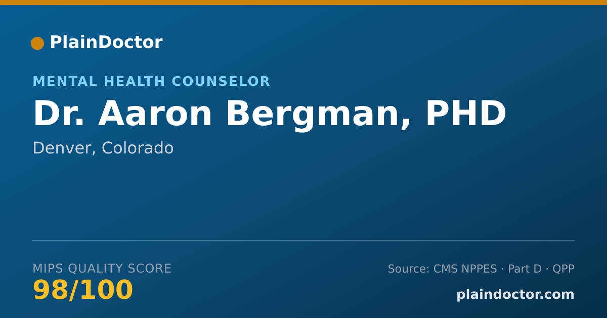 Shareable card for Aaron Bergman, PHD - Mental Health Counselor, Denver, CO