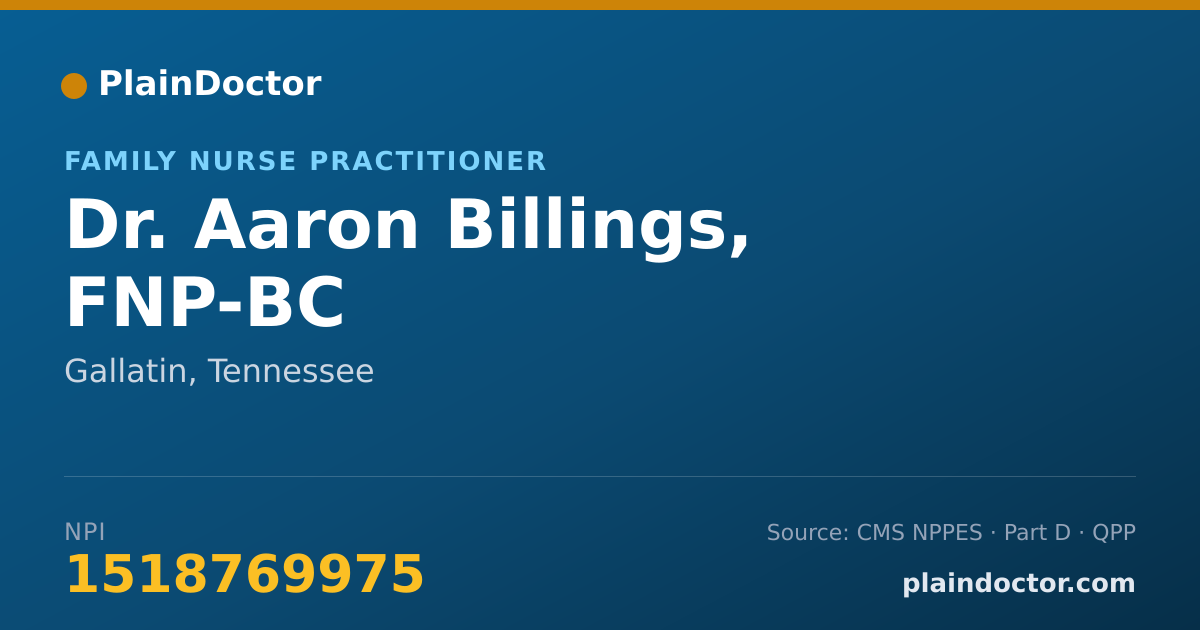 Shareable card for Aaron Billings, FNP-BC - Family Nurse Practitioner, Gallatin, TN