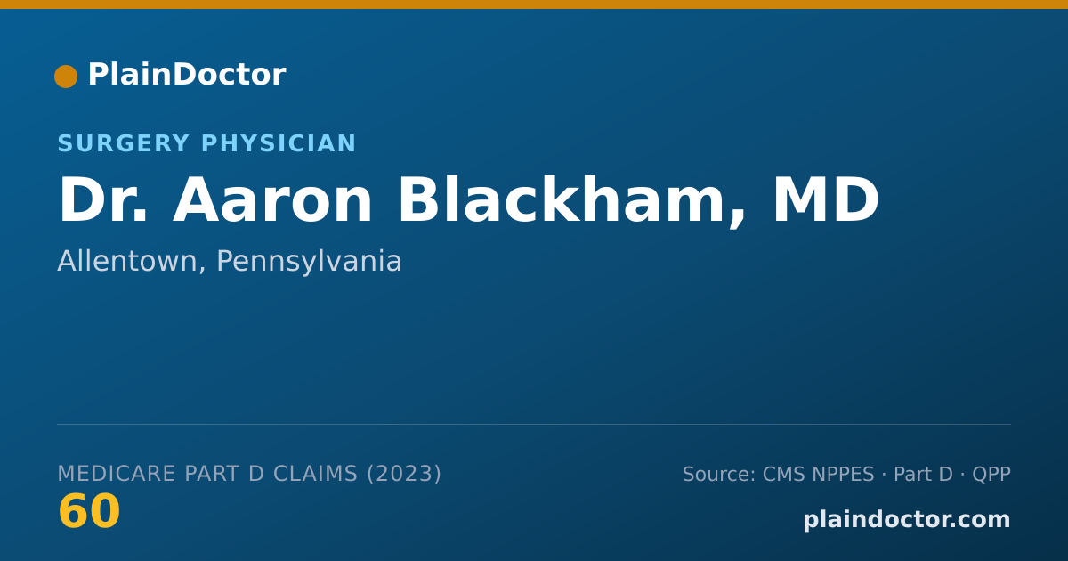 Shareable card for Aaron Blackham, MD - Surgery Physician, Allentown, PA