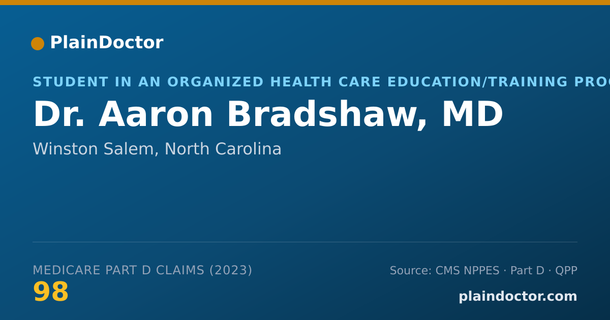 Shareable card for Aaron Bradshaw, MD - Student in an Organized Health Care Education/Training Program, Winston Salem, NC