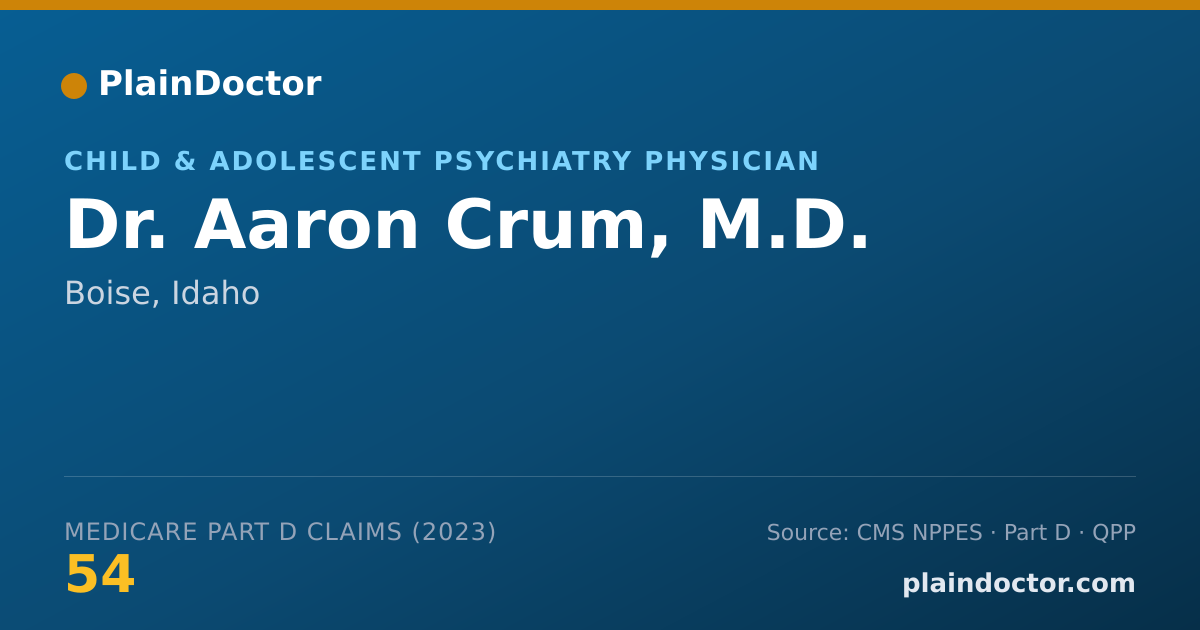 Shareable card for Aaron Crum, M.D. - Child & Adolescent Psychiatry Physician, Boise, ID