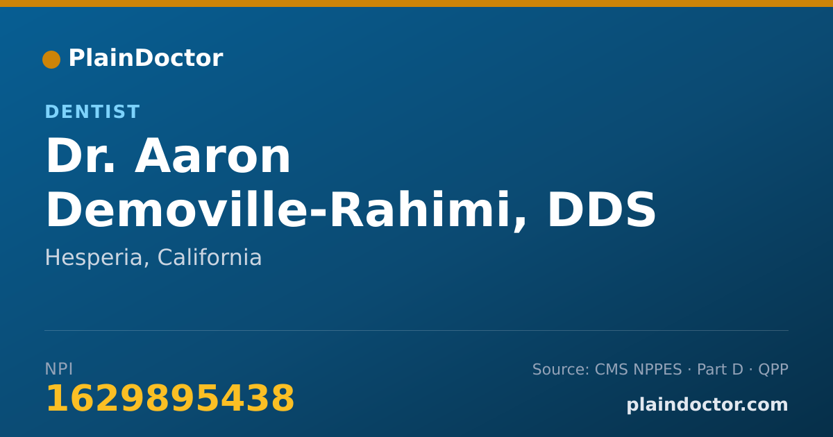 Shareable card for Aaron Demoville-Rahimi, DDS - Dentist, Hesperia, CA