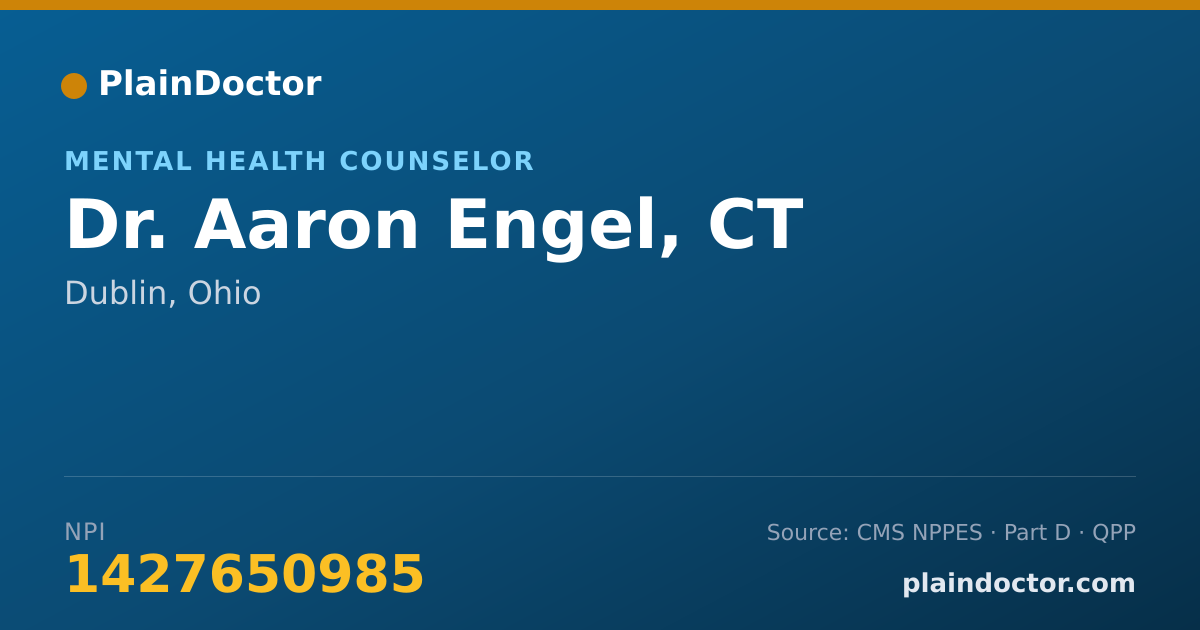 Shareable card for Aaron Engel, CT - Mental Health Counselor, Dublin, OH