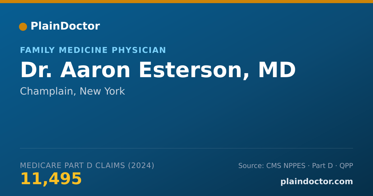 Shareable card for Aaron Esterson, MD - Family Medicine Physician, Champlain, NY