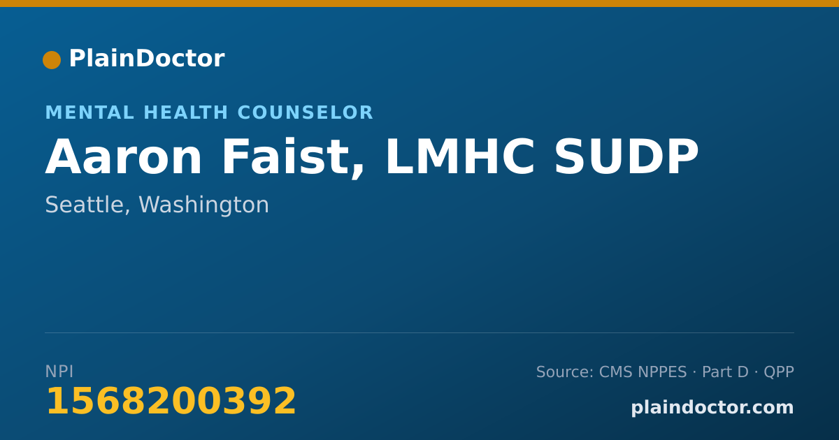 Shareable card for Aaron Faist, LMHC SUDP - Mental Health Counselor, Seattle, WA