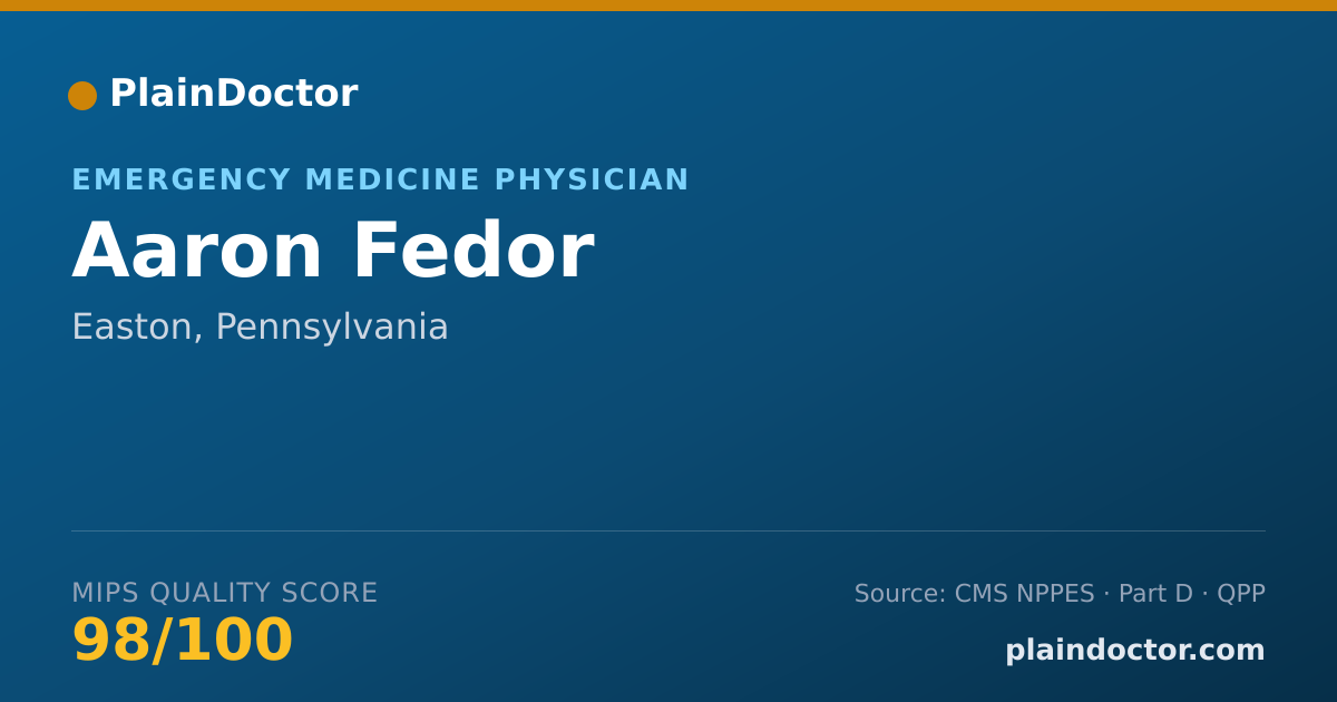 Shareable card for Aaron Fedor - Emergency Medicine Physician, Easton, PA
