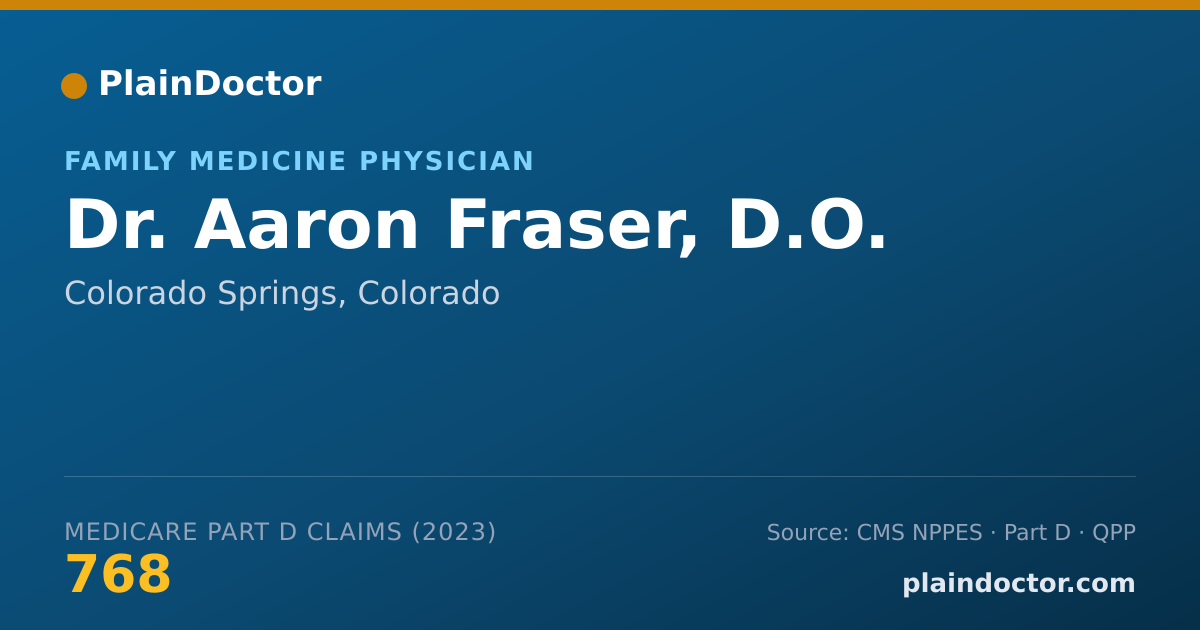 Shareable card for Aaron Fraser, D.O. - Family Medicine Physician, Colorado Springs, CO