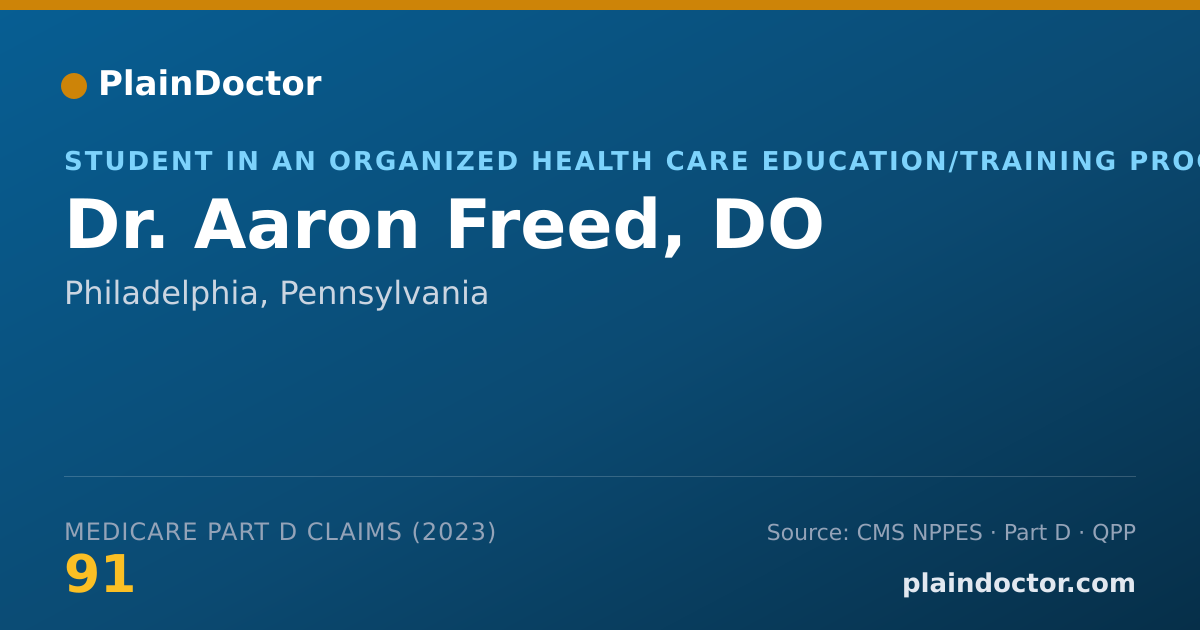 Shareable card for Aaron Freed, DO - Student in an Organized Health Care Education/Training Program, Philadelphia, PA
