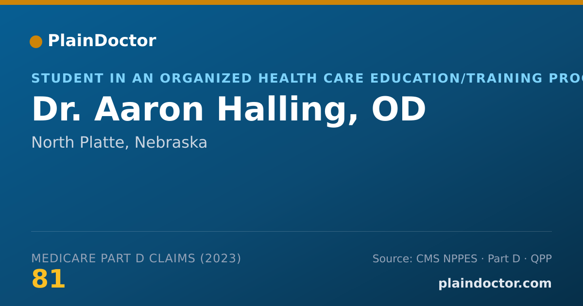 Shareable card for Aaron Halling, OD - Student in an Organized Health Care Education/Training Program, North Platte, NE