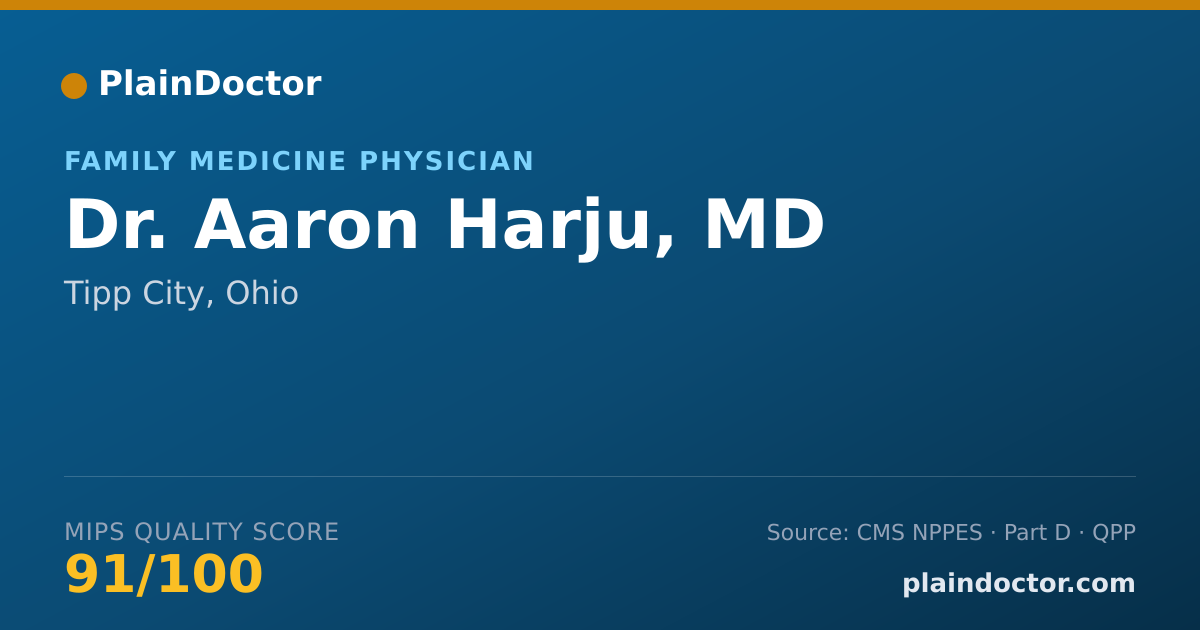 Shareable card for Aaron Harju, MD - Family Medicine Physician, Tipp City, OH