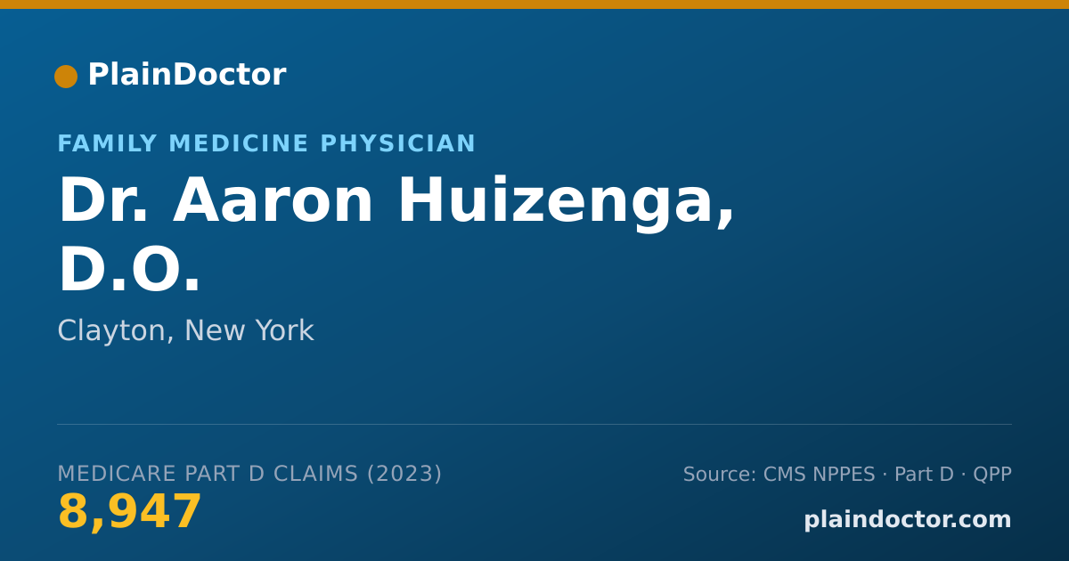 Shareable card for Aaron Huizenga, D.O. - Family Medicine Physician, Clayton, NY