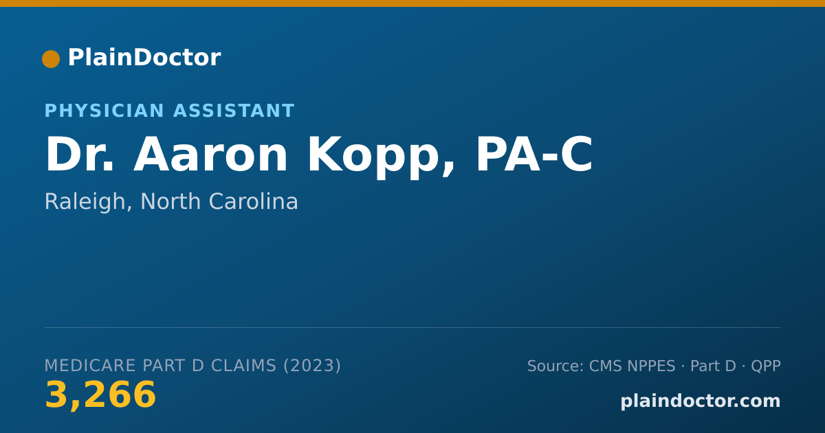 Shareable card for Aaron Kopp, PA-C - Physician Assistant, Raleigh, NC