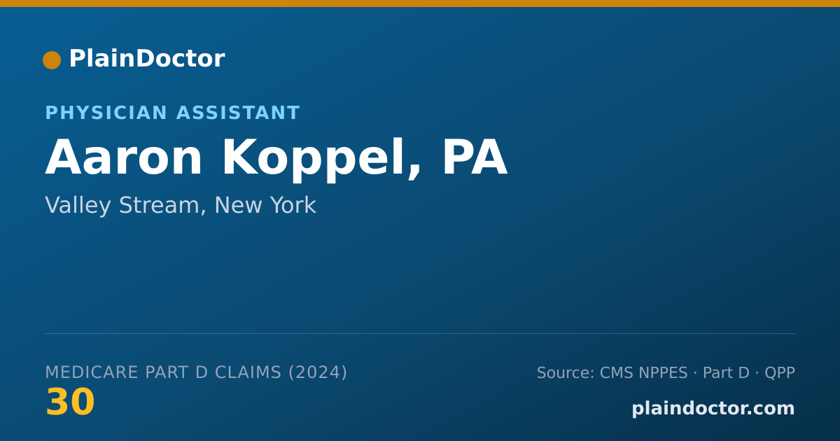 Shareable card for Aaron Koppel, PA - Physician Assistant, Valley Stream, NY
