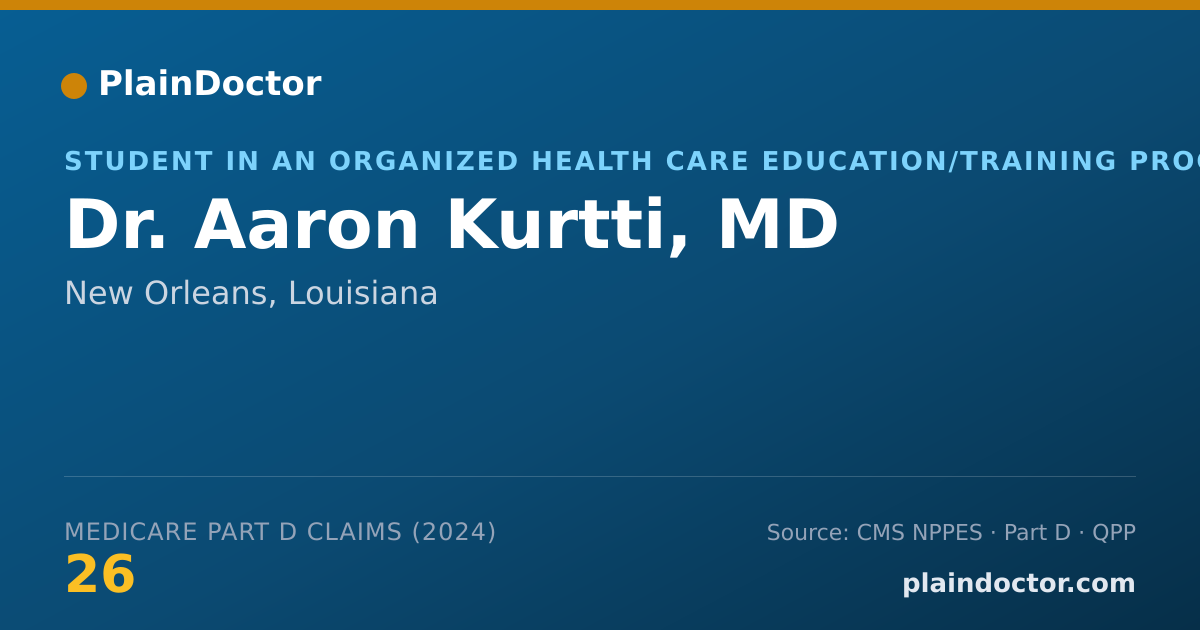 Shareable card for Aaron Kurtti, MD - Student in an Organized Health Care Education/Training Program, New Orleans, LA