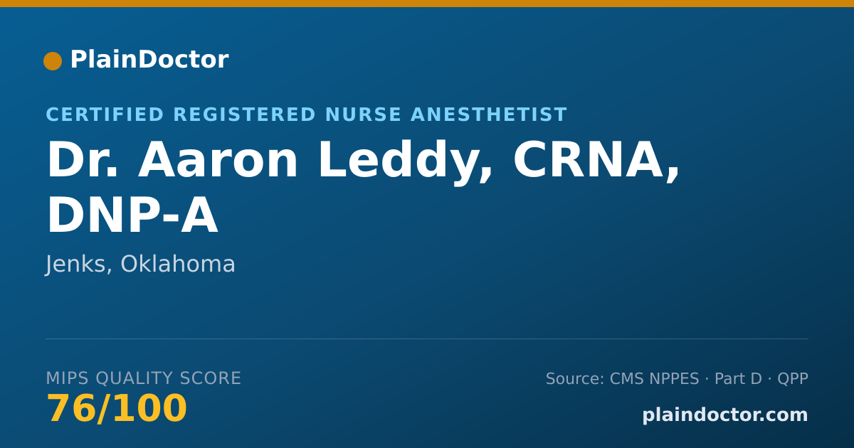 Shareable card for Aaron Leddy, CRNA, DNP-A - Certified Registered Nurse Anesthetist, Jenks, OK