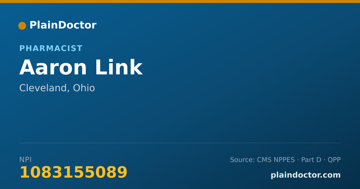 Shareable card for Aaron Link - Pharmacist, Cleveland, OH
