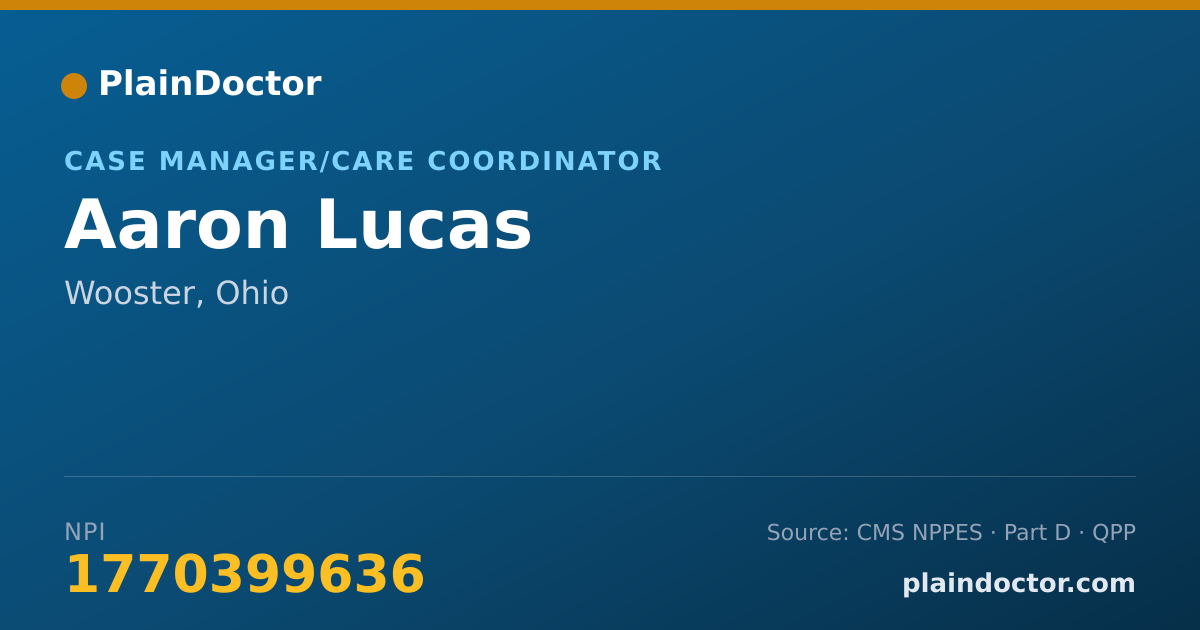 Shareable card for Aaron Lucas - Case Manager/Care Coordinator, Wooster, OH