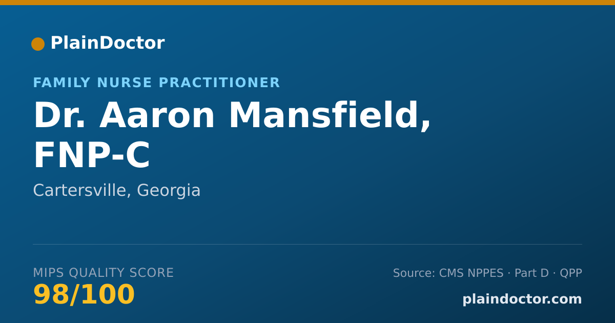 Shareable card for Aaron Mansfield, FNP-C - Family Nurse Practitioner, Cartersville, GA