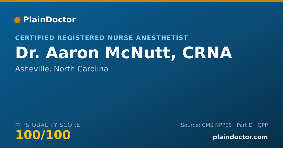 Shareable card for Aaron McNutt, CRNA - Certified Registered Nurse Anesthetist, Asheville, NC