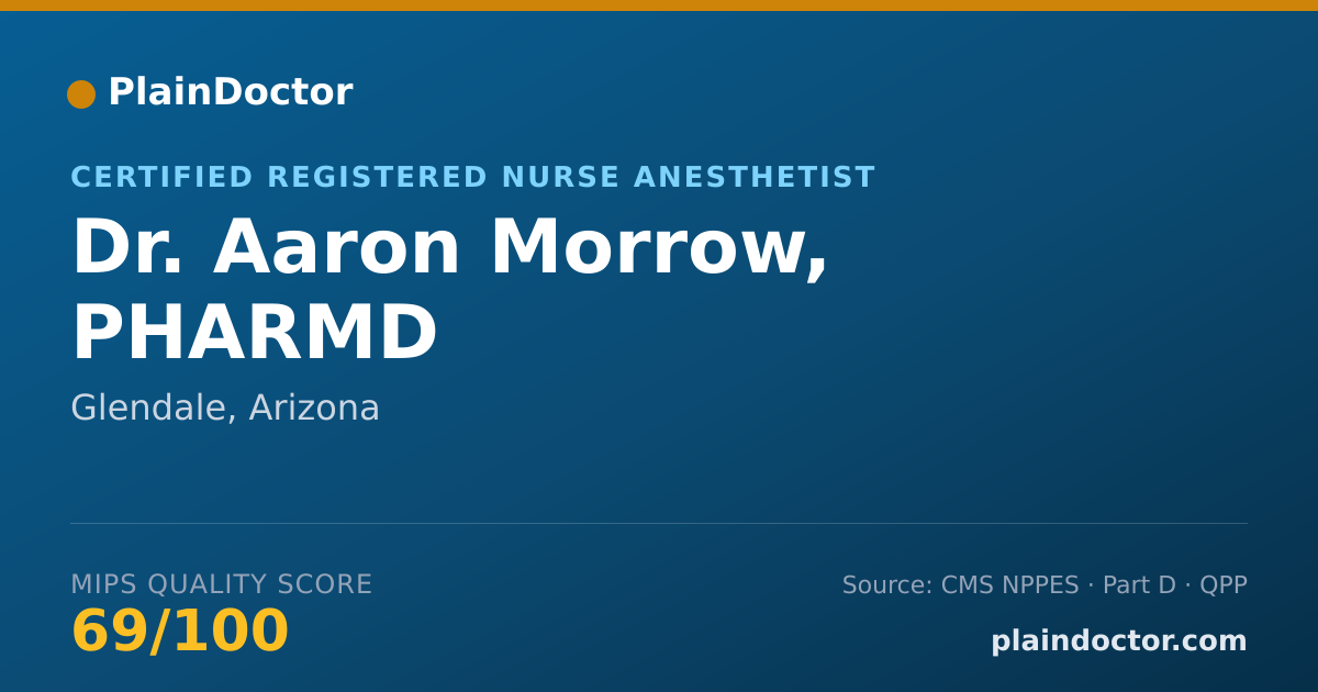 Shareable card for Aaron Morrow, PHARMD - Certified Registered Nurse Anesthetist, Glendale, AZ