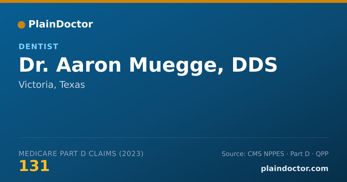 Shareable card for Aaron Muegge, DDS - Dentist, Victoria, TX