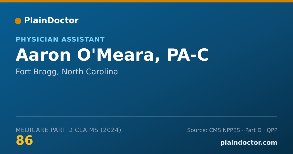 Shareable card for Aaron O'Meara, PA-C - Physician Assistant, Fort Bragg, NC