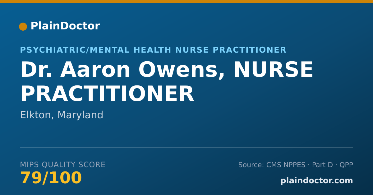 Shareable card for Aaron Owens, NURSE PRACTITIONER - Psychiatric/Mental Health Nurse Practitioner, Elkton, MD