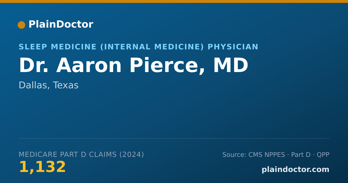 Shareable card for Aaron Pierce, MD - Internal Medicine Physician, Dallas, TX