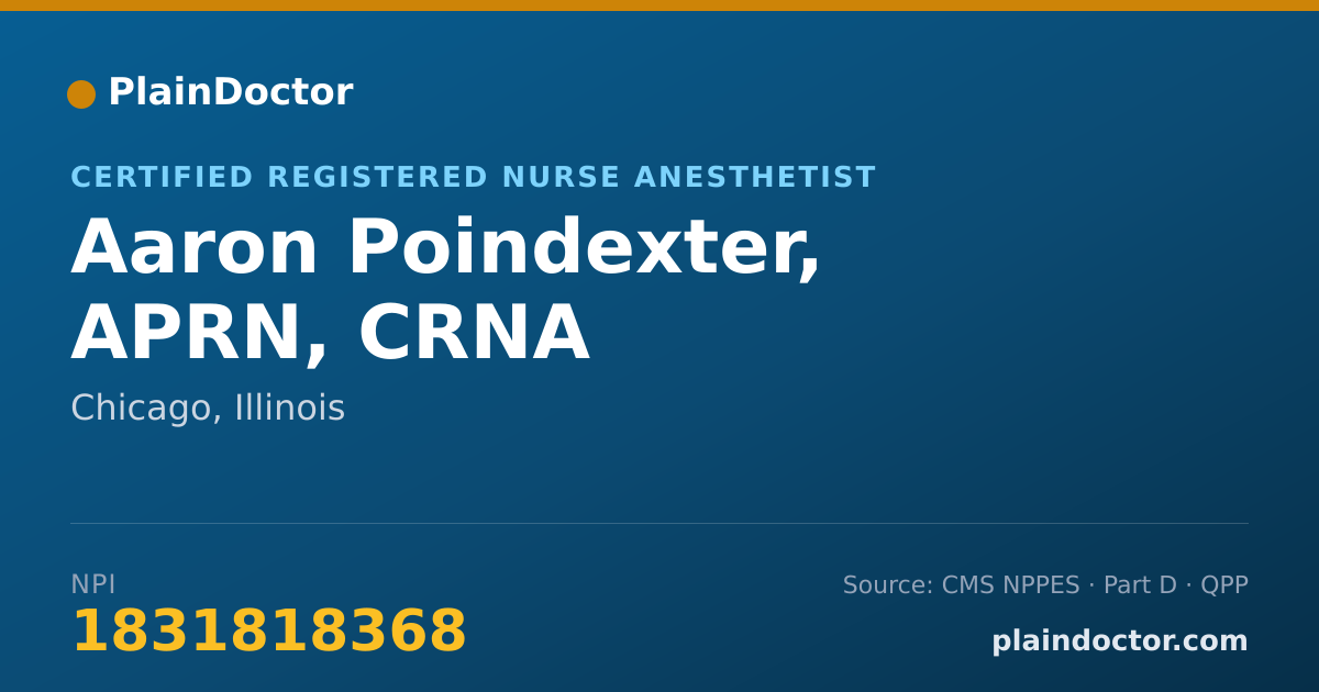 Shareable card for Aaron Poindexter, APRN, CRNA - Certified Registered Nurse Anesthetist, Chicago, IL