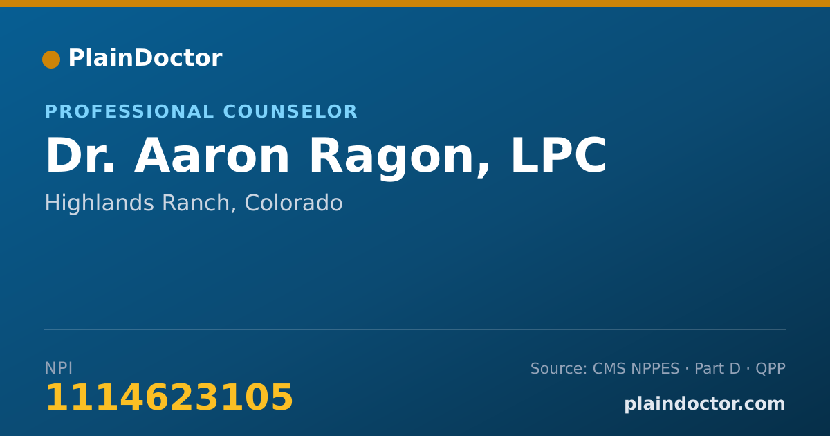 Shareable card for Aaron Ragon, LPC - Professional Counselor, Highlands Ranch, CO