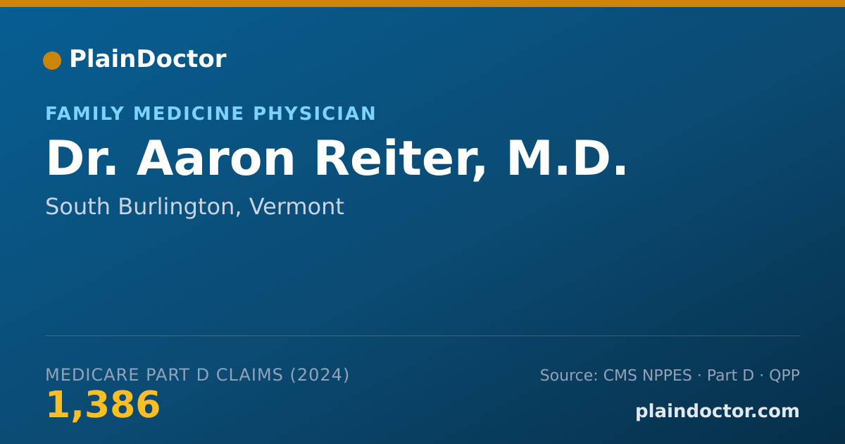 Shareable card for Aaron Reiter, M.D. - Family Medicine Physician, South Burlington, VT