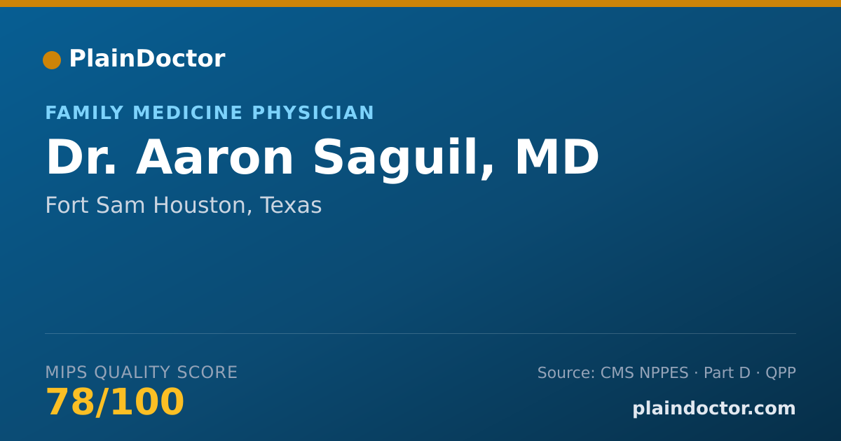 Shareable card for Aaron Saguil, MD - Family Medicine Physician, Fort Sam Houston, TX
