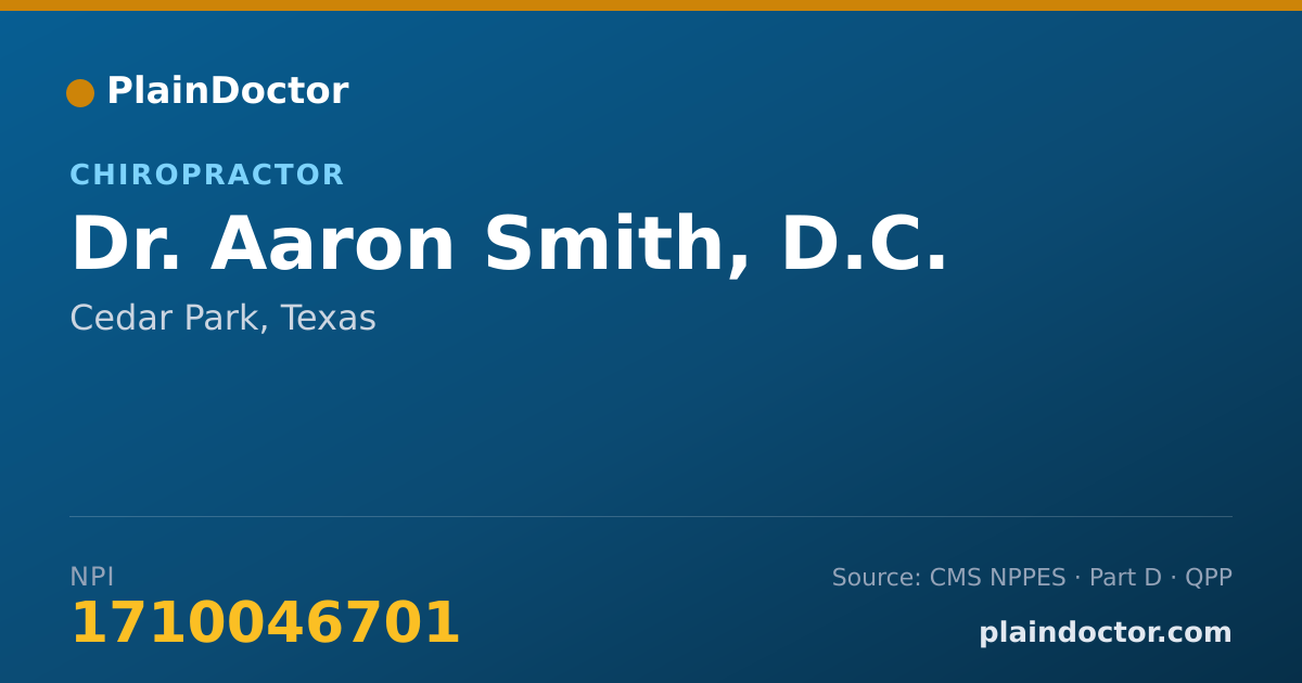 Shareable card for Aaron Smith, D.C. - Chiropractor, Cedar Park, TX