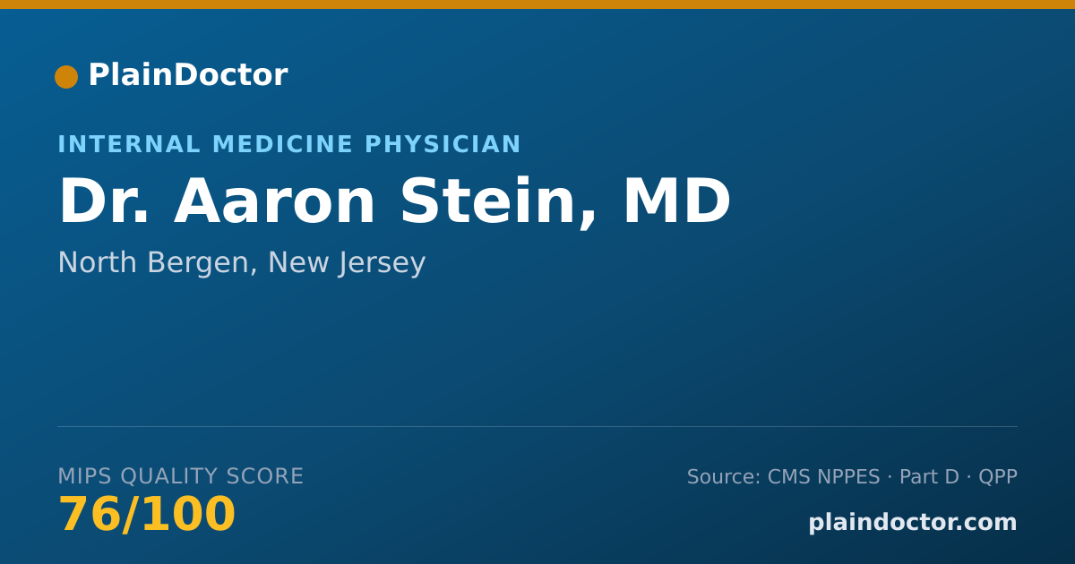 Shareable card for Aaron Stein, MD - Internal Medicine Physician, North Bergen, NJ
